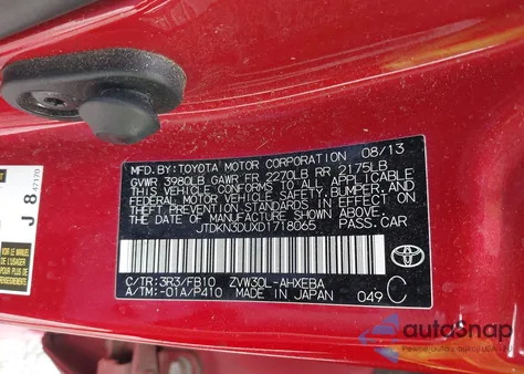 2013 Toyota Prius Five/Four/Three/Three Se/Two from USA, damaged, VIN JTDKN3DUXD1718065